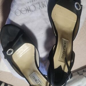 Jimmy Choo Black Heels with Crystal Embellishments